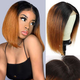 TT Hair Dark Roots T1B/30 Human Hair Bob Wigs With Baby Hair  Bob Pre-Cut 4X4 Closure Wigs